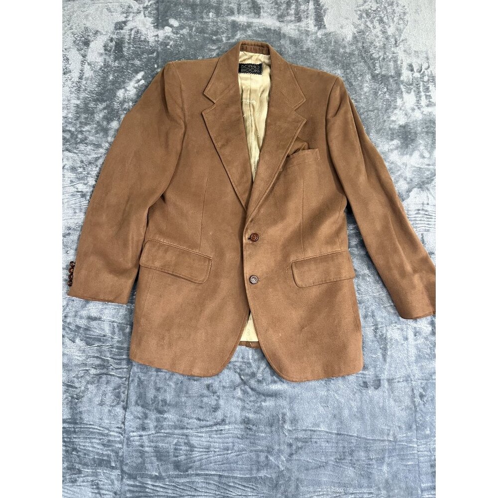 Donald Brooks Mens Feather Suede Brown Blazer Jacket Size 42 Classic Fit